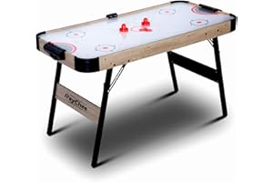 REAHOISY 58 Inch LED Folding Air Hockey Table for Family, Foldable Sports Hockey Game Set w/2 Pucks, 2 Pushers, Powerful Motor, Hockey Table for Adults and Kids, Home Game Room
