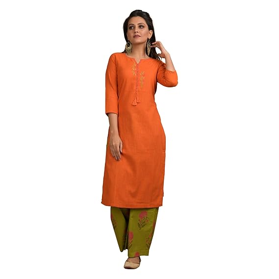 Orange kurti amazon Clearance