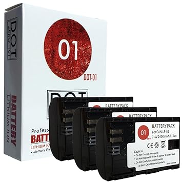 3 x dot-01 marca 2400 mAh de repuesto Canon LP-E6 baterías para ...