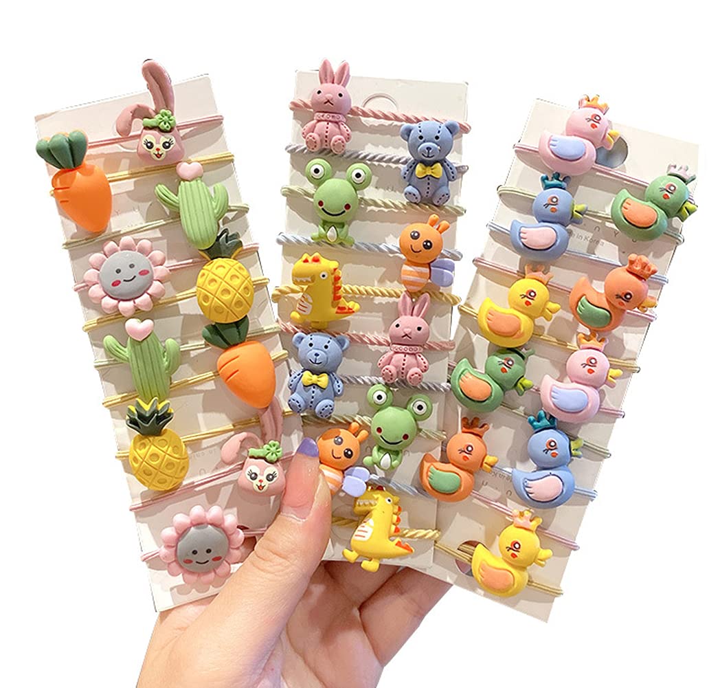 30 Pcs Little Girls Girls Cartoon Elastic Hair Ties Hair Bobbles Cute Hair Bands Ponytail Holders Ropes Hair Accessories