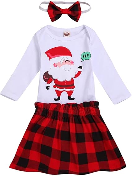 Vestito Babbo Natale 6 Mesi.Fahooj Bambino Natale Set Natale Babbo Vestiti Set Lettera Stampa Pagliaccetto Retro Gonna Scozzese Bambini Natale Festa Outfits Bianca 3 6 Mesi Amazon It Prodotti Per Animali Domestici