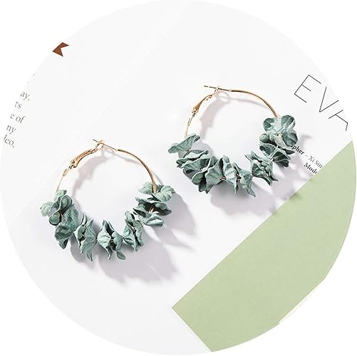 Amazon 耳元に咲く花 レディースピアス かわいい女の子 イヤリング 布花イヤリングかわいいファッションイヤリングイヤリング グリーンe 1870 ジュエリー 通販