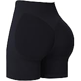 Sunzel Women's Seamless Scrunch Butt Biker Shorts – High Waisted Booty Lifting Workout Yoga Gym Shorts with Tummy Control