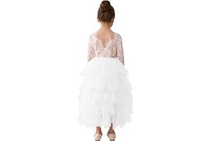 2Bunnies Girl Peony Lace Back A-Line Tiered Tutu Tulle Party Flower Girl Dress