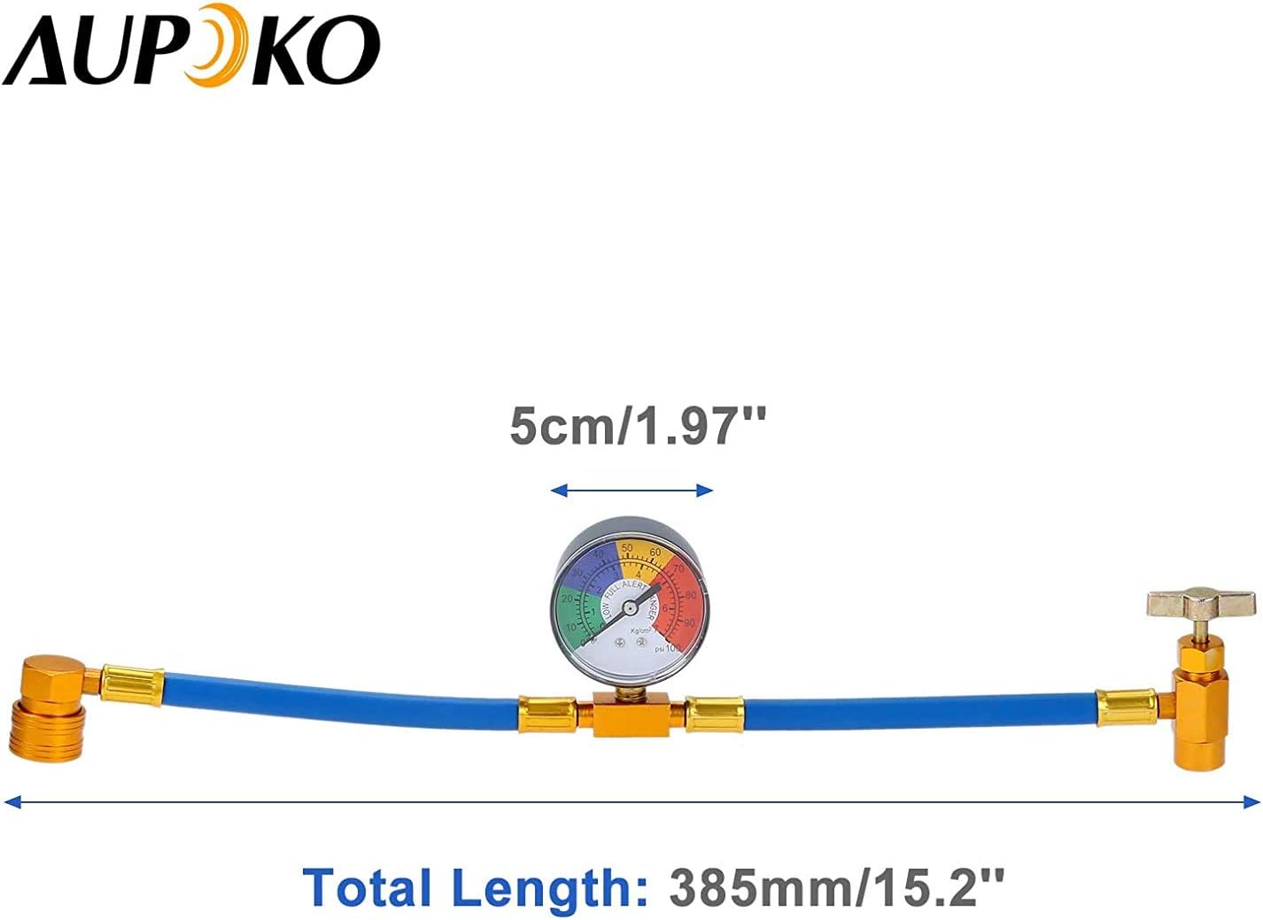 Aupoko R134A AC Refrigerant Charge Hose, 1/2’’ Acme Can Opener Tap Dispensing Valve, and Recharge Hose with Pressure Gauge, Fits for Car AC Air Conditioning Refrigerant: Automotive