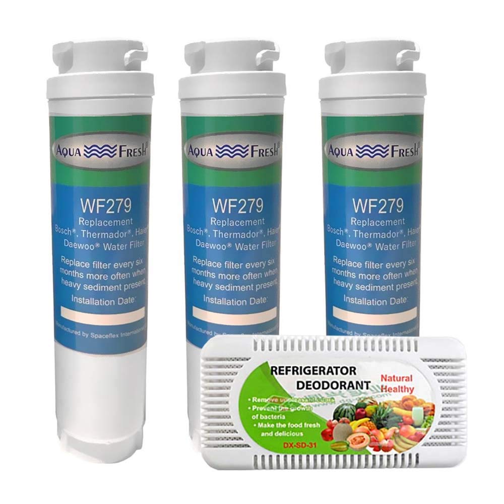 Aqua Fresh Replacement Water Filter For Bosch 9000-077-104 Refrigerator and Odor Remover Combo