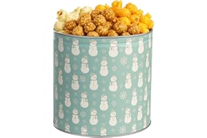 Uncle Myron's Christmas Popcorn Tin - Popcorn Tins 3 Flavors, 1 Gallon Holiday Tin, Caramel, Cheddar Cheese, Butter (Snowman))