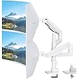 PUTORSEN 17-49”Premium Aluminum Heavy Duty Dual Monitor Arm for Ultrawide Screens up to 44lbs, Vertical Stacked Dual Monitor Desk Mount, Full Motion Dual Vertical Monitor Mount, VESA 75/100, White
