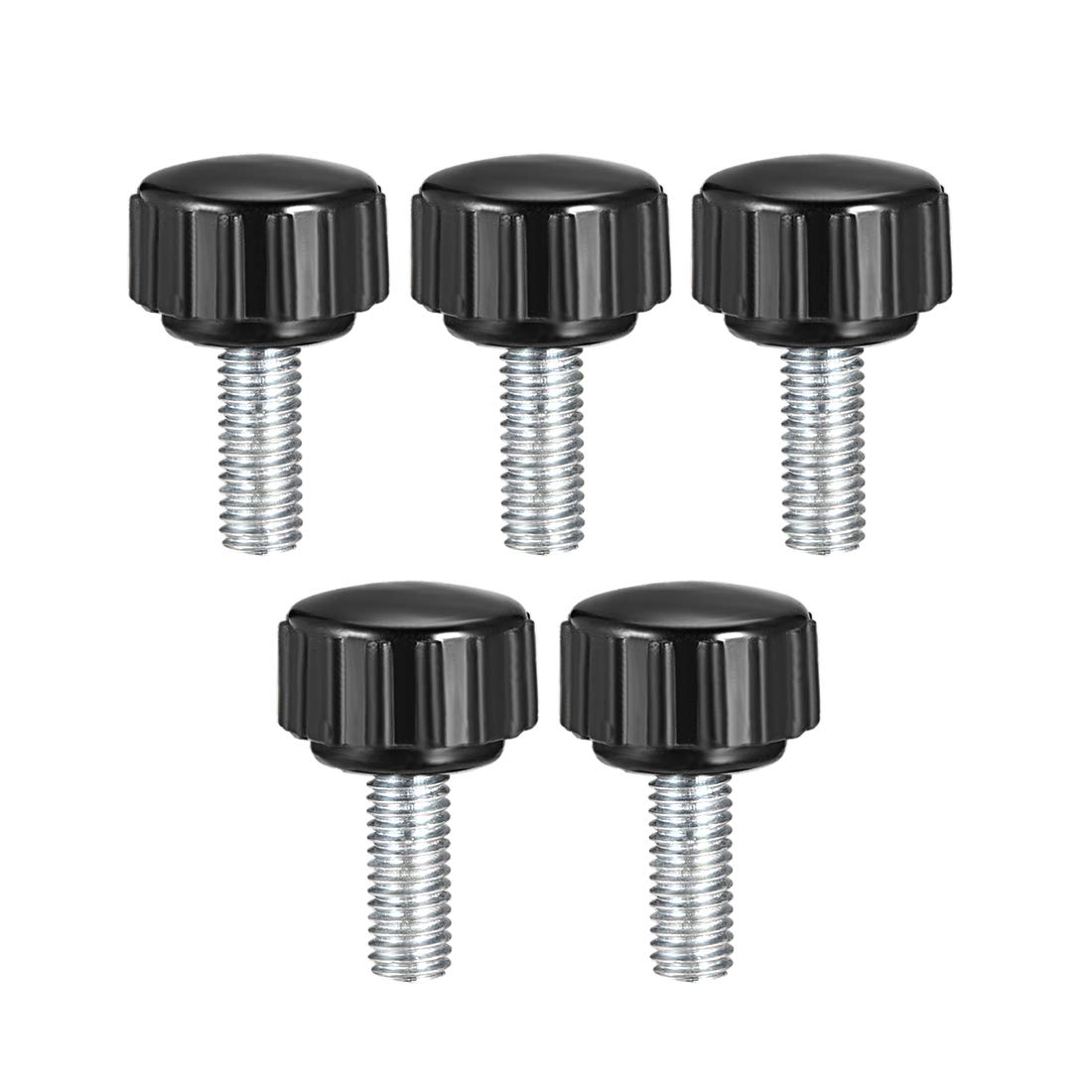 sourcing map M5 x 15mm Metric Male Thread Knurled Clamping Knobs Grip Thumb Screw on Type Hand Clamping Handle Bolt with Plastic Knobs Black 5 Pcs