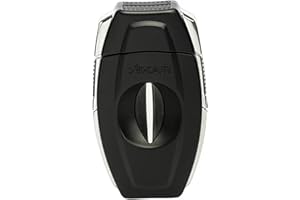 XIKAR Flip Dual Cigar Cutter - Versatile 64-Ring Gauge V-Cut & Straight Cut, Premium Stainless Steel Blades, Spring-Loaded Release, Built-in Cigar Rest, Textured Grip Cigar Snipper - Black