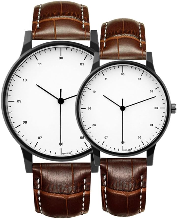 Wristwatch,Quartz Watch Butterfly Clasp Leather Strap Couple Watch Simple Aesthetics A Pair of Men and Women