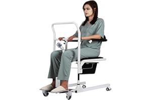 Hurchen Electric Patient Lift Transfer Chair, Portable Transfer Lift Wheelchair for Home Lift Transfer Chair Transfer Lift Chair with Bedpan, Transfer Chairs for Seniors Disabled