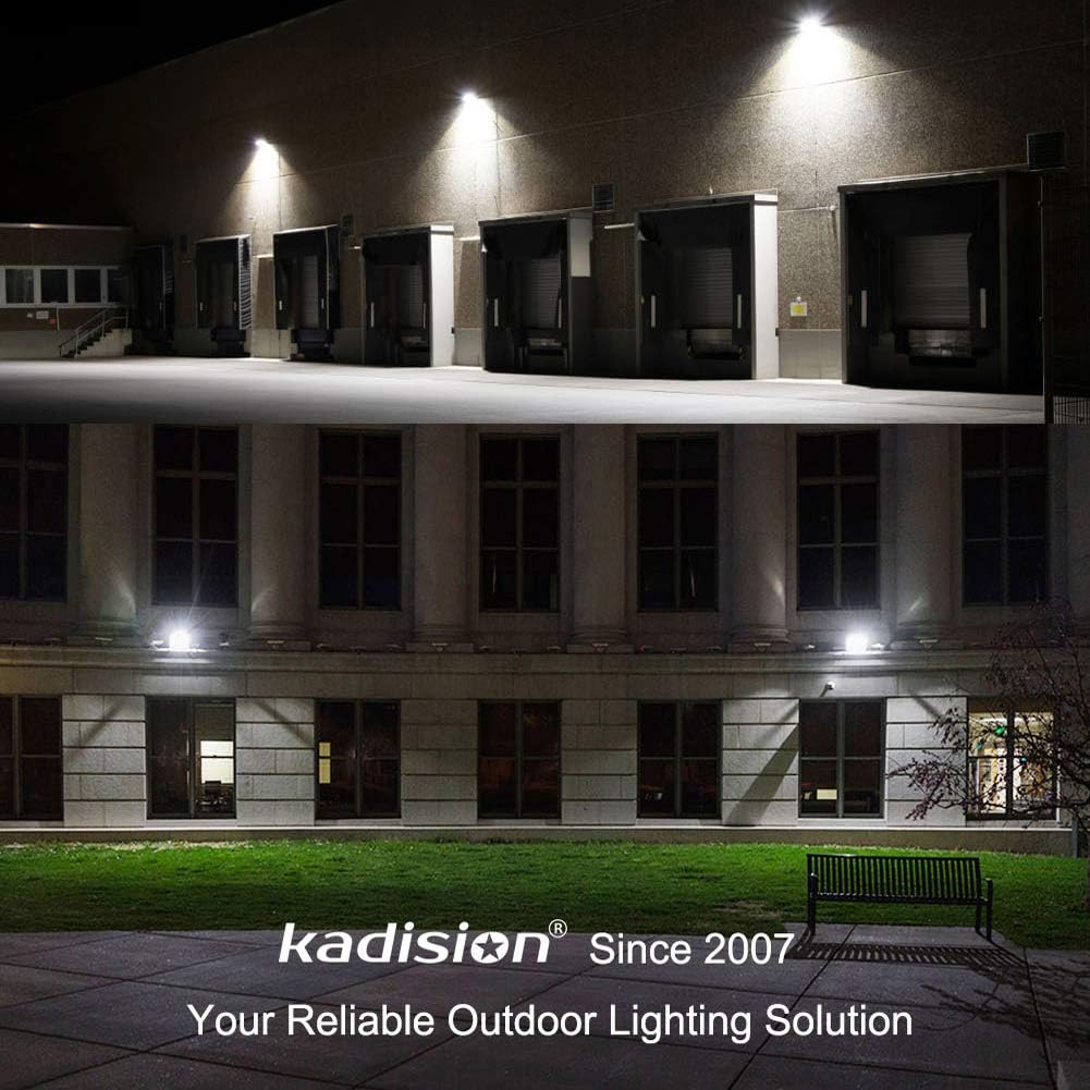 Kadision LED Flood Light with 180° Adjustable Knuckle, 50W Security Lights IP65 Waterproof Outdoor Lighting, 250W Equivalent 5000K 6500lm 100-277Vac, ETL DLC Listed 10-Year Warranty (No Photocell) - - 