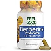 Feelgood Company - Berberine - High Absorption - 2200mg Equivalent - Herbal Supplement - Lower Blood Glucose - Helps Cholesterol - 60 Capsules