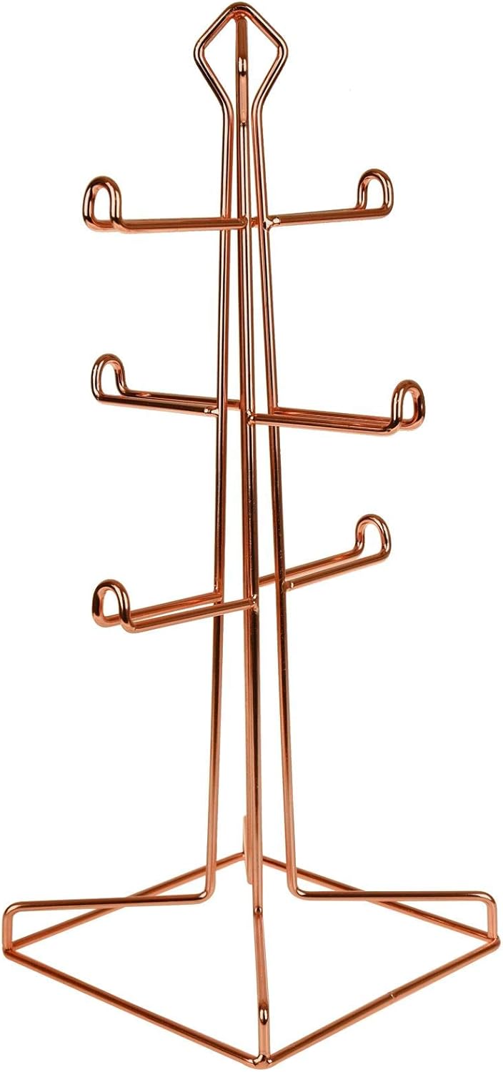 Mug Tree Fruit Basket Kitchen Towel Roll Holder Utensil Stand Asab Copper Kitchen Accessories With Geometric Design Mug Tree Strong Copper Plated Iron Wire Mug Holders
