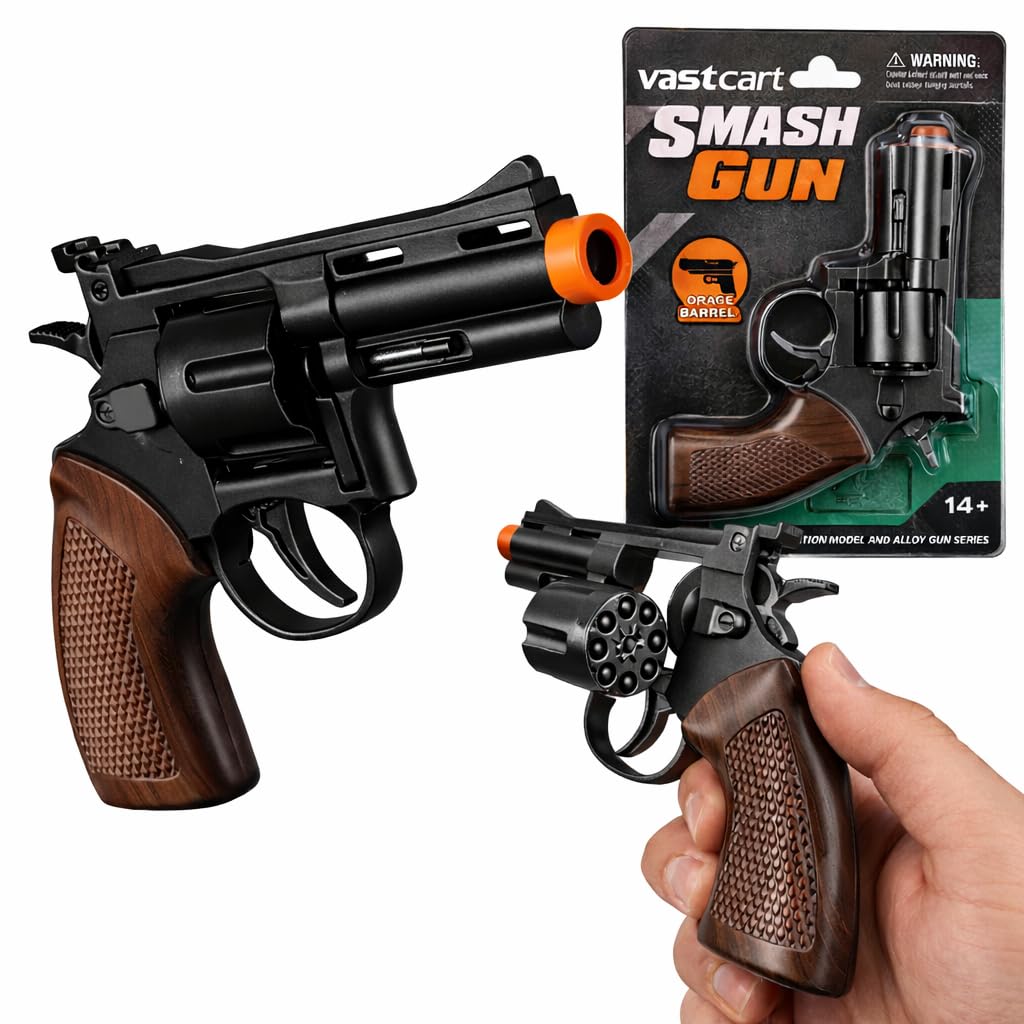 Classic Die Cast Full Metal Cowboy Toy Gun – Metal 8-Shot Rings Cap Blaster for Kids – Only Cowboy Gun – Vintage Western Style Toy Blaster (Smash Gun Black) — image 1