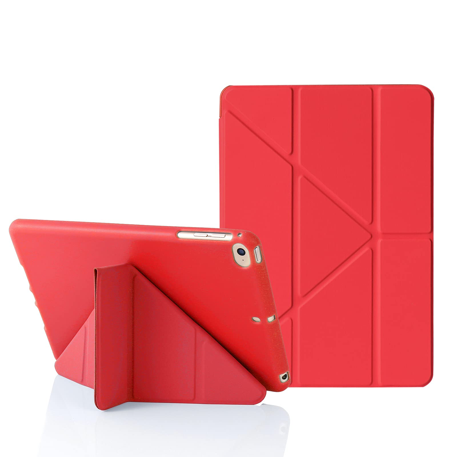 MuyDoux Origami Case for iPad mini 5 4 3 2, iPad Mini Case 7.9 Inch, 5-in-1 Multiple Viewing Angles, Smooth Front Cover & Shockproof Soft Flexible Back, Auto Sleep/Wake, Red