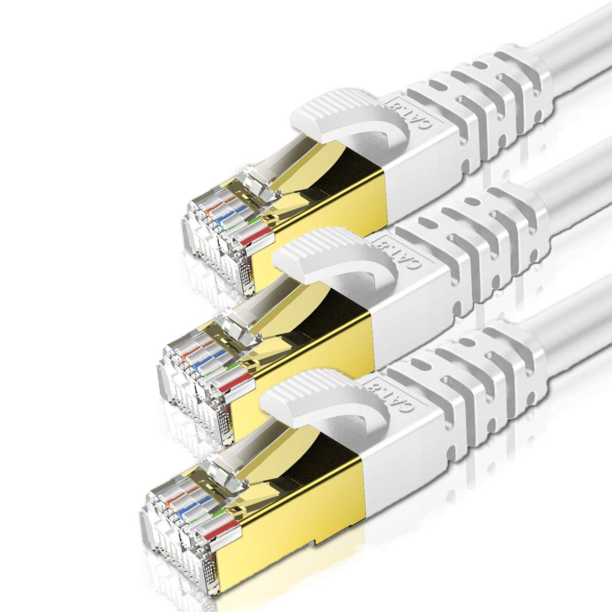 KASIMO CAT 8 Ethernet Cable 5M 3PK Round Network Internet Ethernet LAN Cable,High Speed 40Gbps 2000Mhz SFTP LAN Wires Internet Patch Cable with RJ45 Gold Plated Connector for Switch/Router/Modem