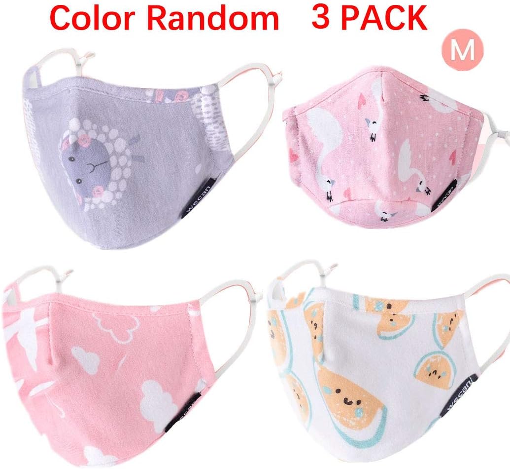 Girl Haze Mask Top A Cotton Covering Face & Chin Dust PM2.5 Mask For 6-12 year (Medium (for6-12year), black)