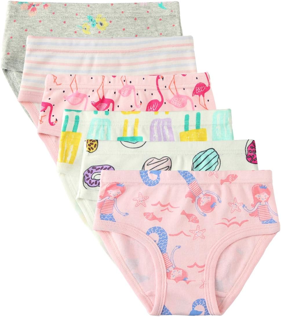 6 Pack Little Girl Underwear Cotton, Baby Girls Panties Briefs Toddler Girl's Undies