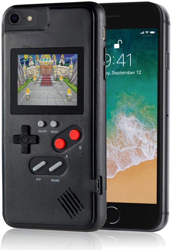 merfinova Handheld Retro Game Console Phone Case, Compatible with iPhone (6/6s/7/8 (Black))