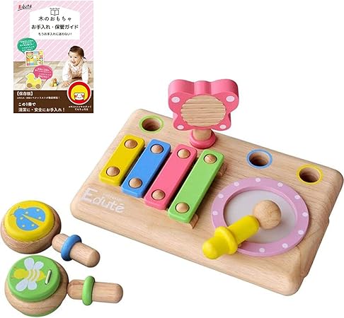 Amazon エデュテ限定ガイドブック付き 木のおもちゃ 知育玩具 楽器 ファーストmusic Set カスタネット ギロ マラカス 木琴 太鼓 パステル ギフト 男の子 女の子 お誕生日 プレゼント 出産祝い 御祝 内祝 0歳 1歳 Edute エデュテ ドラム 打楽器 おもちゃ