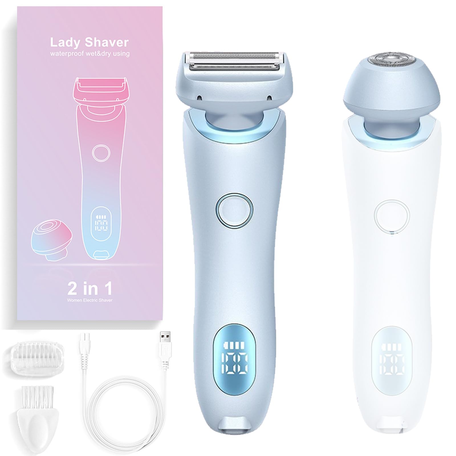 Solys Smooth Shave Razor,Solys Razor for Women,Glide Pro 3.0 Razors,2 in 1 Wet and Dry Electric Shaver,Waterproof Face Razors Bikini Trimmers Hair Removal Epilator (Blue)