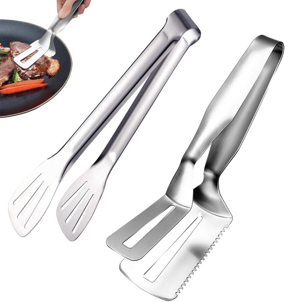 Pinzas De Cocina Con Puntas De Madera - Acero Inoxidable, Antideslizantes, Resistentes Al Calor, Fáciles De Limpiar
