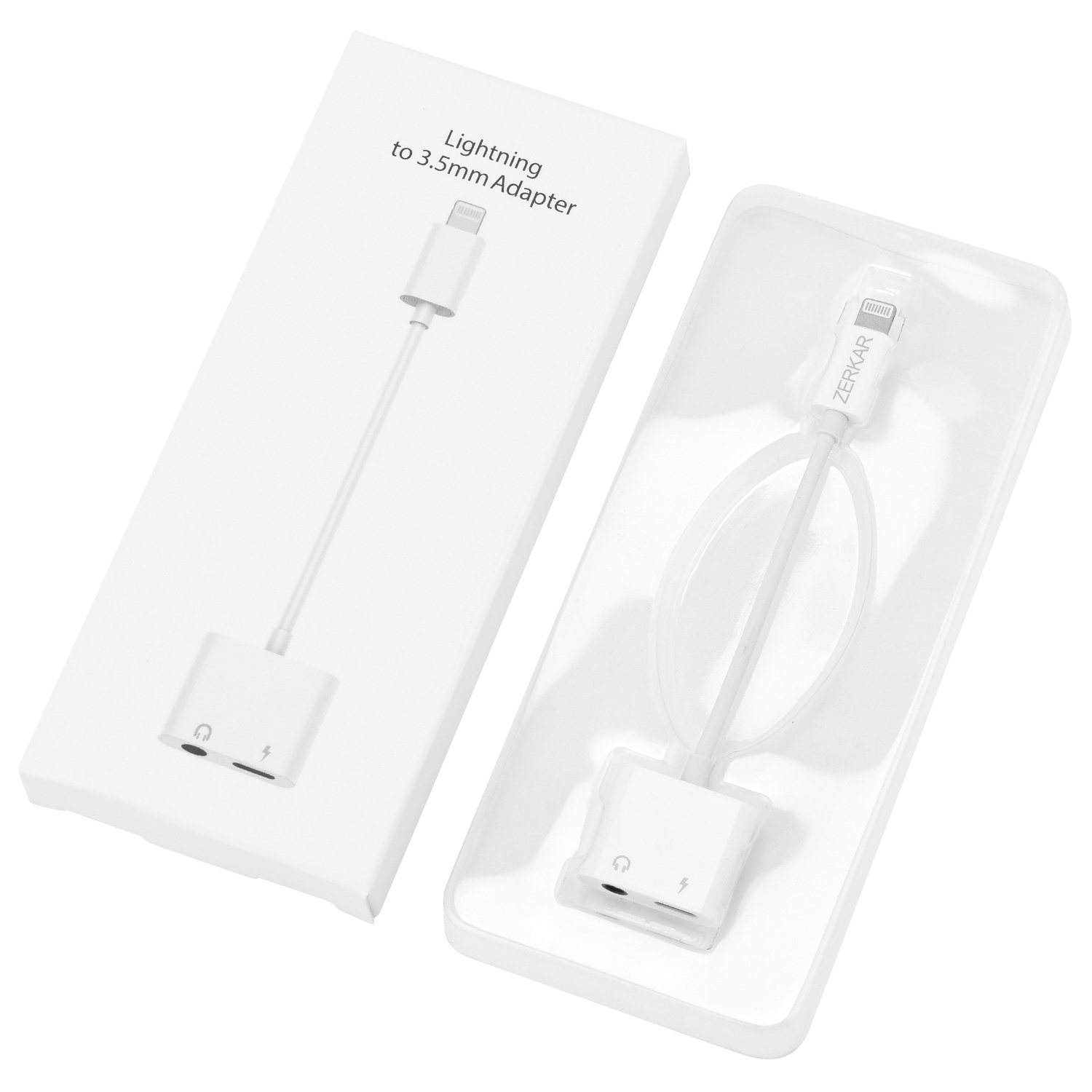 IPhone 8 Lightning Adapter Headphone Jack For 3.5mm Headphone Audio Adapter 2A Quick Charge Earphones Splitter - Compatible With IOS 11 （No Calling Feature Or Data Transfer Abilityi ）phone dongle