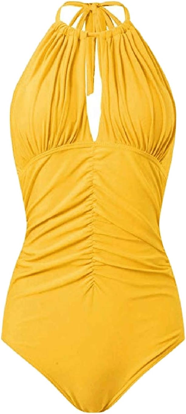Women's Sexy One Piece Swimwear Monokini Haler Tummy Control Swimsuit Bathing Suit