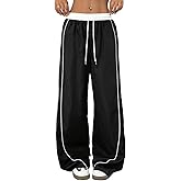 ZAFUL Womens Parachute Pants Y2K Wide Leg Cargo Sweatpants Drawstring Waist Jogger Pants with Pockets