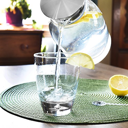 Glass Pitcher With Lid By Golden Spoon: Durable Glass Carafe With Airtight Cap - Microwave And Freezer Safe Borosilicate Glass For Hot And Cold Liquids - Comes With 2 Stirrers And A Strainer (60 oz) - Thumbnail 4