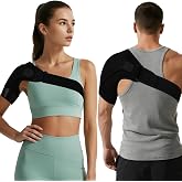 Shoulder Brace for Men &amp; Women, Adjustable Shoulder Compression Sleeve | Fits Left &amp; Right Arms, Breathable Rotator Cuff Relief Brace for Pain Relief Compatible with Hot/Cold Pack (1, Black)