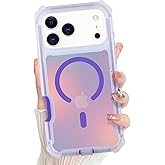Bonoma for iPhone 17 Pro Max Case 2025, Iridescent Back, Magnetic Support for MagSafe Shockproof Cover, Crystal and Corner High-Duty Protection for Girls Women -Purple