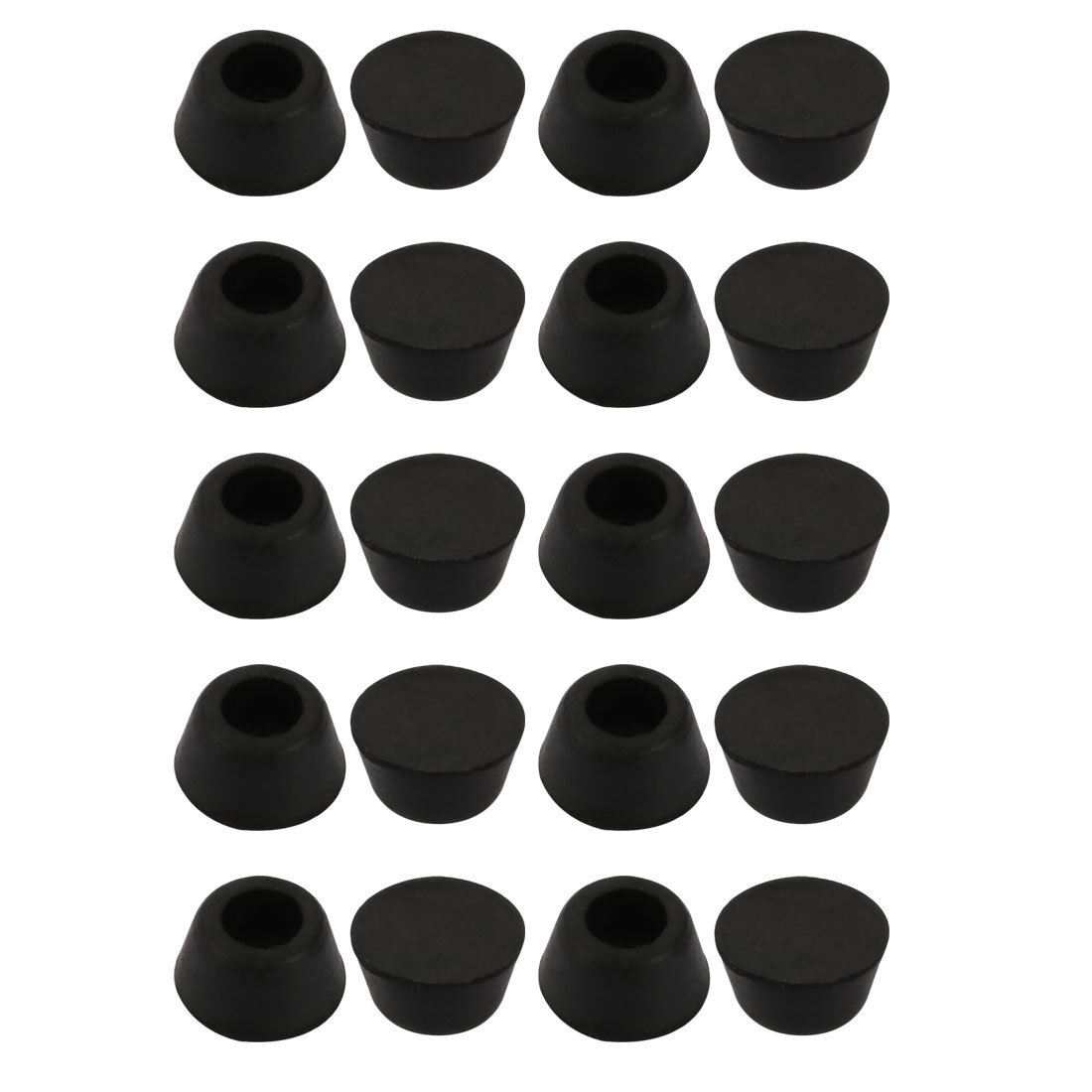 sourcingmap 20pcs Desk Chair Round Rubber Leg Cap Floor Protector 6mm Inner Diameter Black