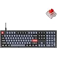 Keychron V6 Wired Custom Mechanical Keyboard, Full-Size QMK/VIA Programmable Macro with Hot-swappable Keychron K Pro Red Switch Compatible with Mac Windows Linux (Frosted Black-Translucent)