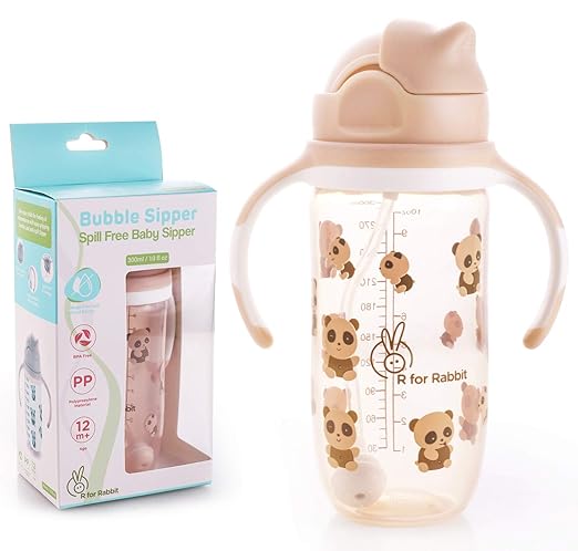 R for Rabbit Premium Bubble Baby Sipper Bottle 300 ml|10 fl oz|Anti Spill Sippy Cup with Soft