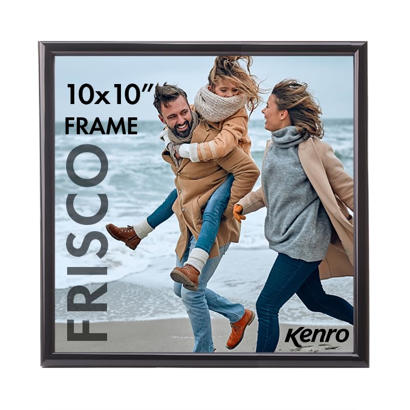 Kenro Frisco Plastic Picture Frames (Box of 1) - 10x10 Inch / 25x25cm Wall Hanging Stylish Photo Frame with Glass Front - Black