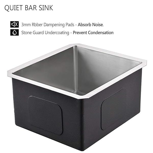 BOOMHOZE STAINLESS STEEL UNDERMOUNT BAR SINK, 15 X 17 INCHES SMALL WET BAR UNDERMOUNT 16 GAUGE SUS304 BRUSHED NICKEL SINGLE BOWL OUTDOOR KITCHEN SINK