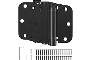 HOSOM Self Closing Door Hinges 3.5 Inch, Spring Loaded Hinges, Adjustable Tension for Interior Door, UL Listed, for Left and Right Hand Door, 5/8'' Radius Corners, Matte Black, 3 Pack