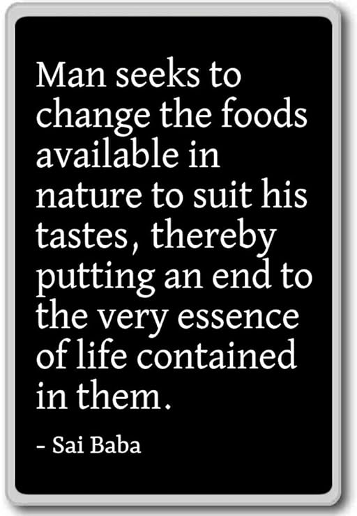 Imán para nevera con citas de Sai Baba con texto en inglés