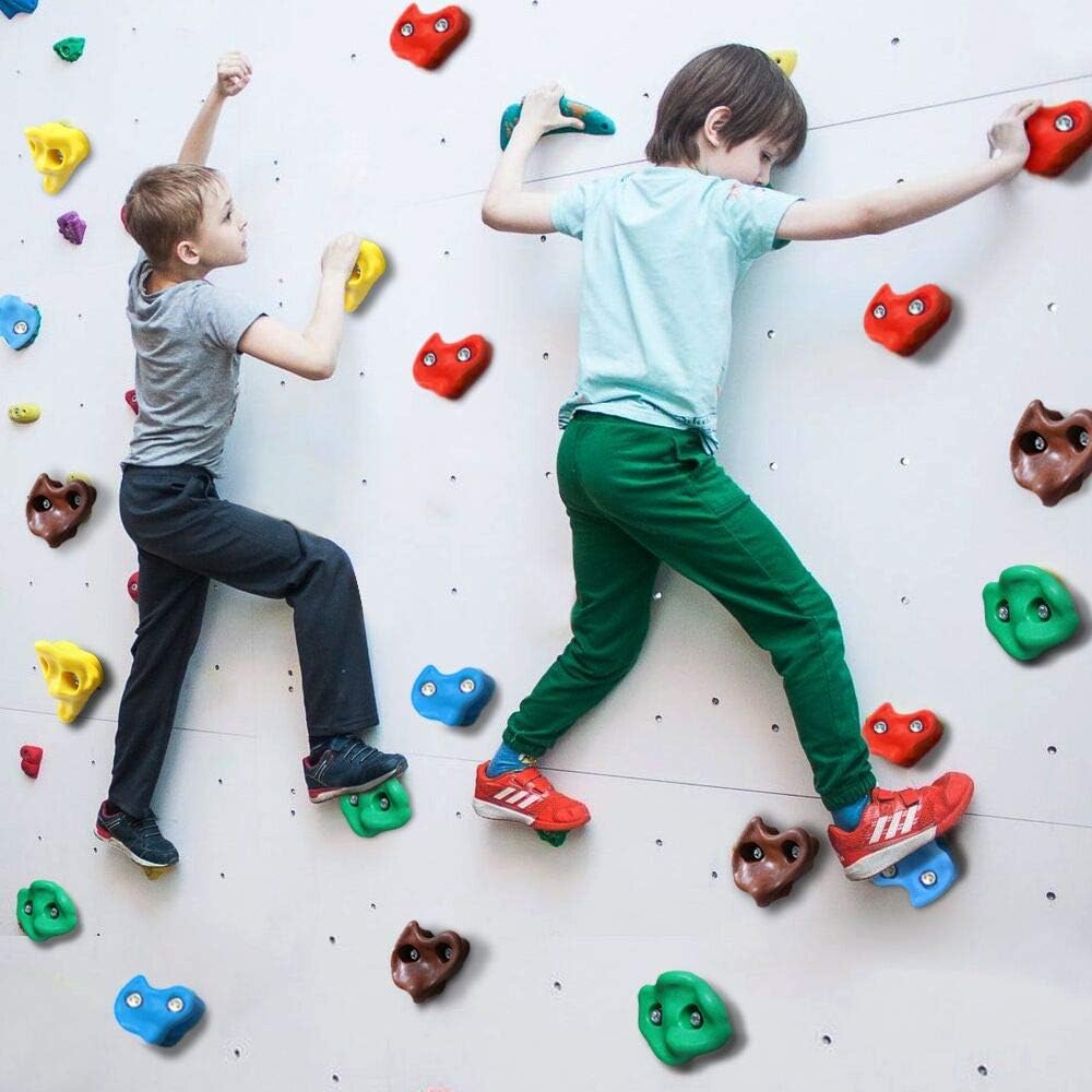 Newtion Multi-Colored Pack of 30 Rock Climbing Holds for Kids and Adults,Large Rock Wall Grips for Indoor and Outdoor Play Set - Build Rock Climbing Wall.Hand Holds for Playground: Toys & Games