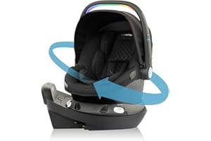 Evenflo Revolve180 LiteMax NXT Rotating Rear-Facing Lightweight Preemie and Infant Car Seat 3-30lbs. with SensorySoothe. Easy Install with Base (Jasper Black)