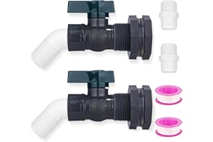 ENOCH'S LAND 2 Pack PVC Rain Barrel 45°Elbow Diverter Kit, 3/4 Inch Rain Barrel Valve with Bulkhead Connector and Hose Adapter, Rain Barrel Garden Faucet Kit for Water Tanks, Aquariums, Pools, Garden Barrels