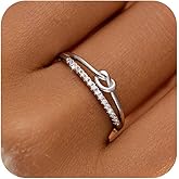 AIBELOPY 925 Sterling Silver Heart Rings for Women Mother Daughter Friendship Knot Ring Eternity Cubic Zirconia Engagement Wedding Band Ring Promise Rings for Her Mothers Day Valentines Jewelry Gifts