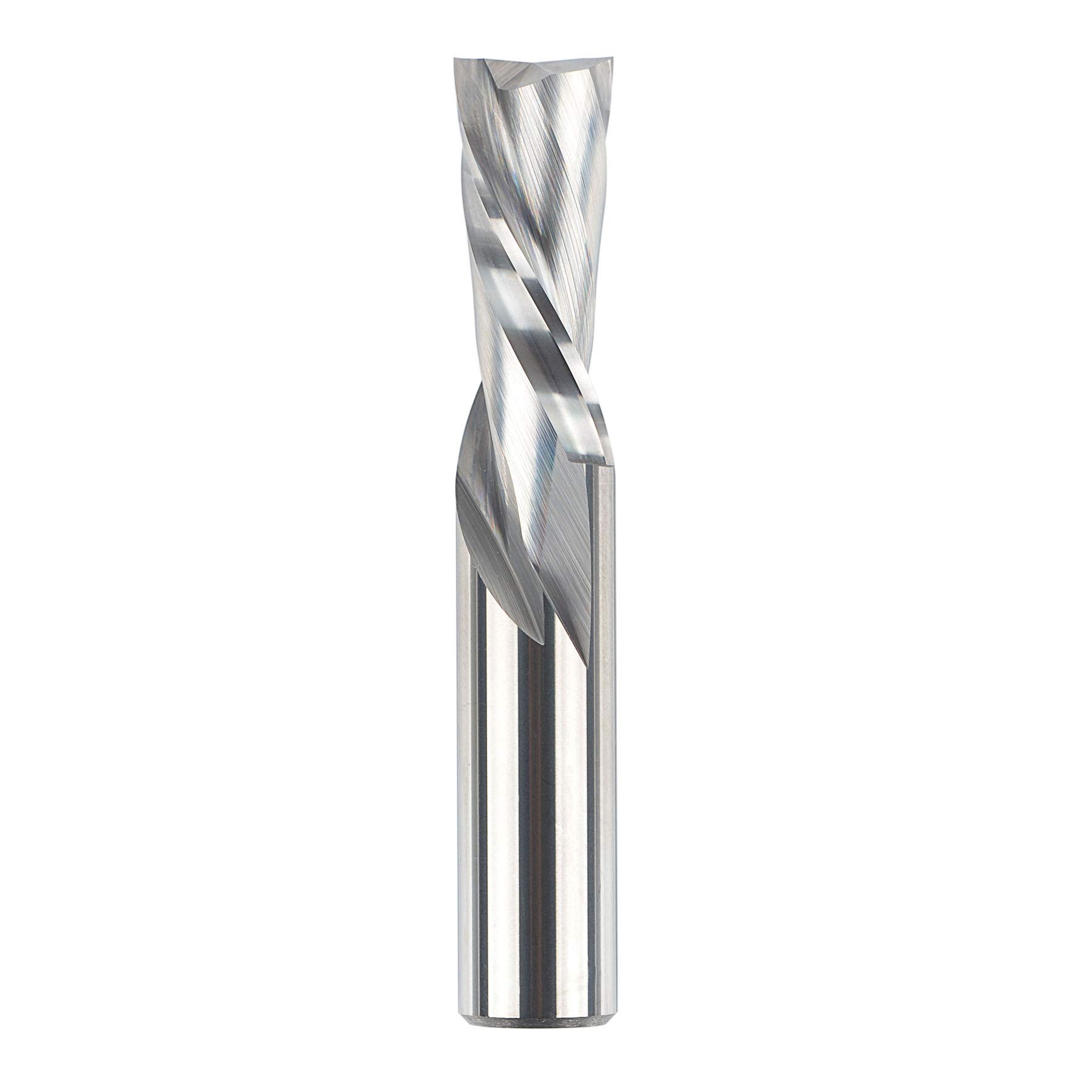 SpeTool 1/2 Inch Shank Spiral Router Bit, Downcut Solid Carbide End Mill, 1-1/4 Inch Cutting Length, 3 Inch Total Length, HRC55 for Woodworking