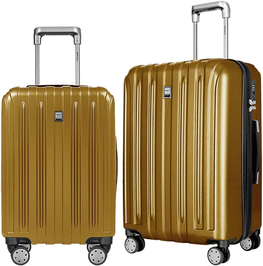 Fochier Luggage Sets 2 Piece Expandable Hardshell PC Suitcase With Spinner Wheels Red