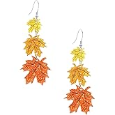 Just Follow Thanksgiving Fall Earrings for Women Maple Leaf Dangle Earrings Lightweight Acrylic Fall Gifts for Thanksgiving Party Autumn