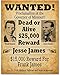 Jesse James Wanted Sign Vintage 11x14 Unframed Poster - Wild West Outlaw Decor, Antique Western Wall Art, Rustic Cowboy Artwork, Historic Memorabilia for Man Cave, Bar, Saloon, Old West History