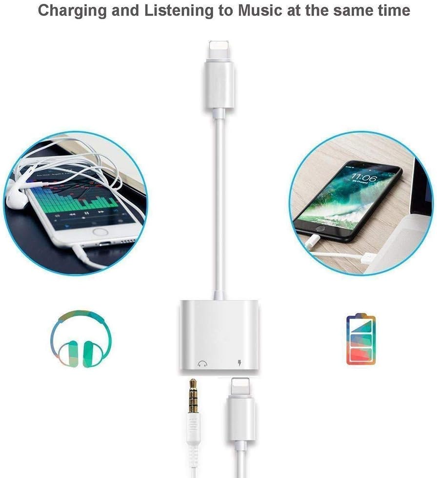 [Apple MFi Certified] Headphone Adapter for iPhone,2 in 1 Lightning to 3.5mm Headphone Audio Splitter Adapter AUX Connector Charger Cable Compatible with iPhone 12/12 Pro/11/XS/XR/X 8 7/iPad: Electronics